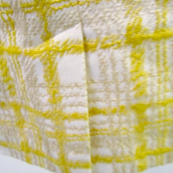 10P Talbots jacquard STUNNING cotton blend YELLOW CREAM textured PLAID skirt 21" - Picture 4 of 10